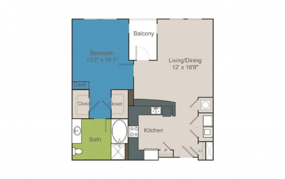 A3 - 1 bedroom floorplan layout with 1 bath and 907 to 907 square feet.