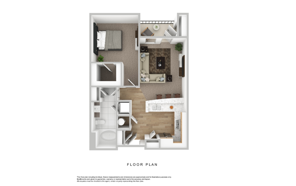 A1 - 1 bedroom floorplan layout with 1 bathroom and 706 square feet