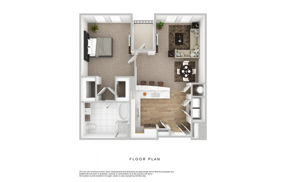 A3 - 1 bedroom floorplan layout with 1 bath and 907 to 907 square feet.