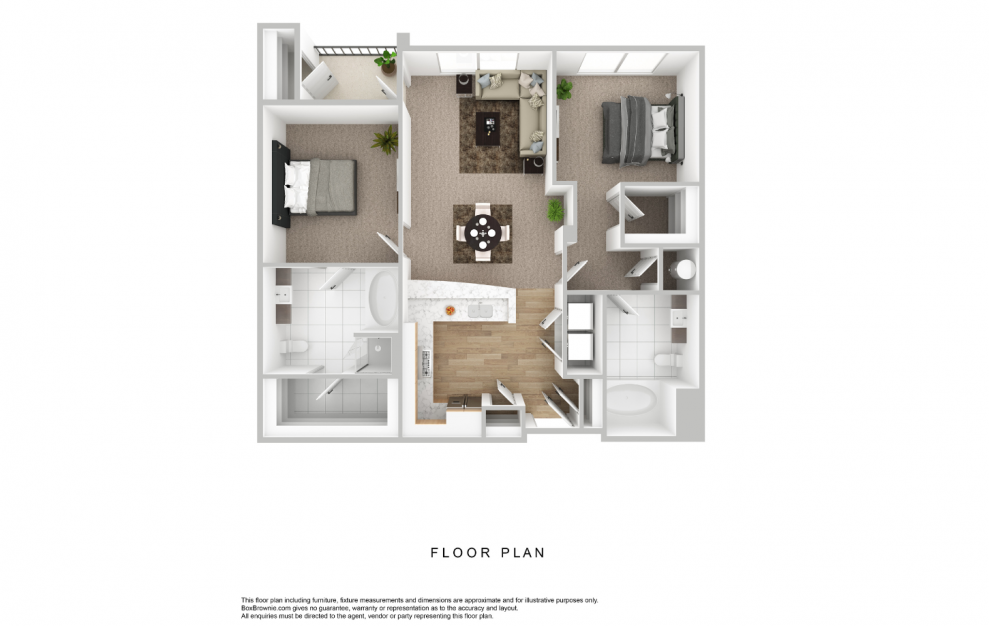 B1 - 2 bedroom floorplan layout with 2 baths and 995 to 995 square feet.