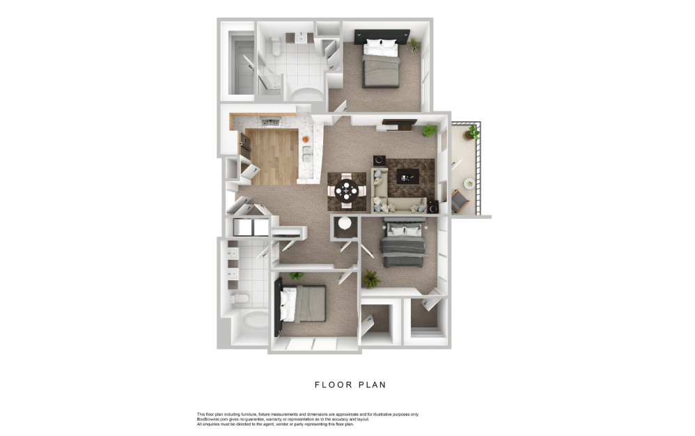 C1 - 3 bedroom floorplan layout with 2 bathrooms and 1267 square feet